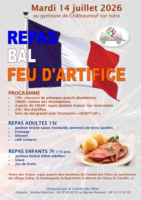 14 Juillet - Repas / Bal / Feu d'Artifice